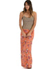 Casablanca Fold Over Orange Floral Maxi Skirt - Full Image