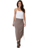 Tie That Knot Fold Over Taupe Maxi Skirt - Full Image