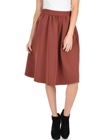 Dance Montage A-Line Pocket Marsala Skirt