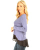 Contrast Fabric Blue Long Sleeve Top - Side Image