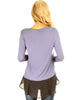 Contrast Fabric Blue Long Sleeve Top - Back Image