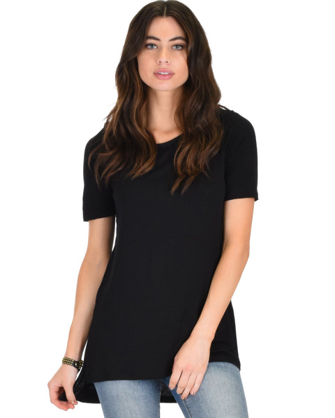 Side by Side Slit Black Tunic Top