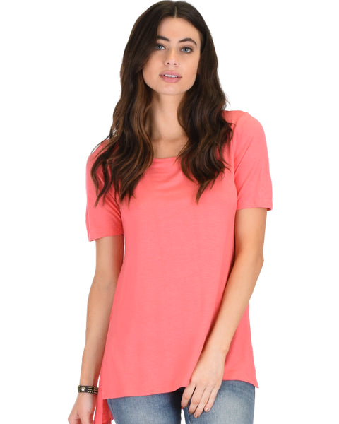 Side by Side Slit Pink Tunic Top