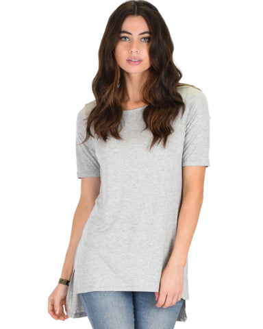 Side by Side Slit Grey Tunic Top