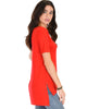 Side by Side Slit Red Tunic Top - Side Image