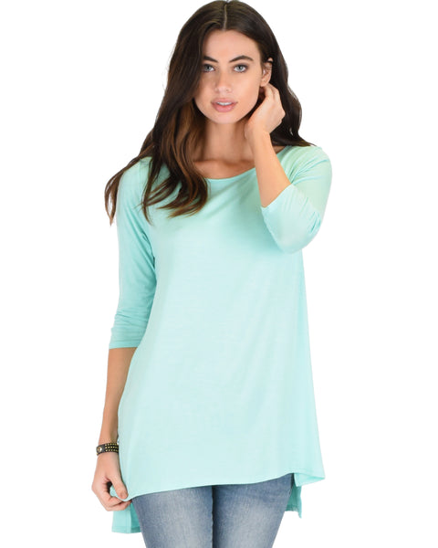 Timeless Side Slit Aqua Tunic Top