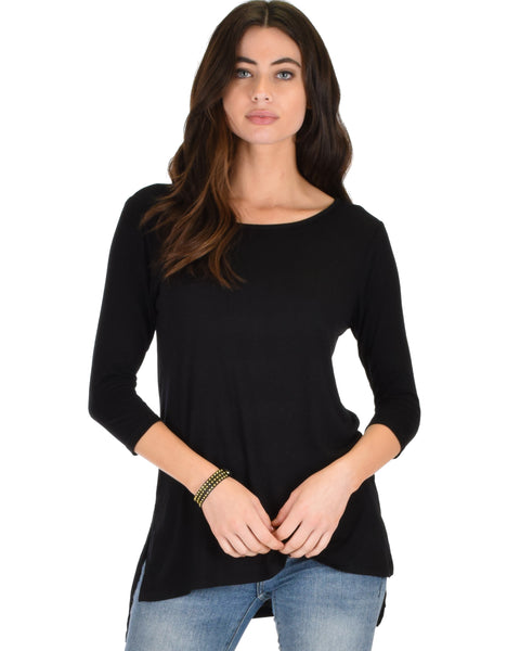 Timeless Side Slit Black Tunic Top