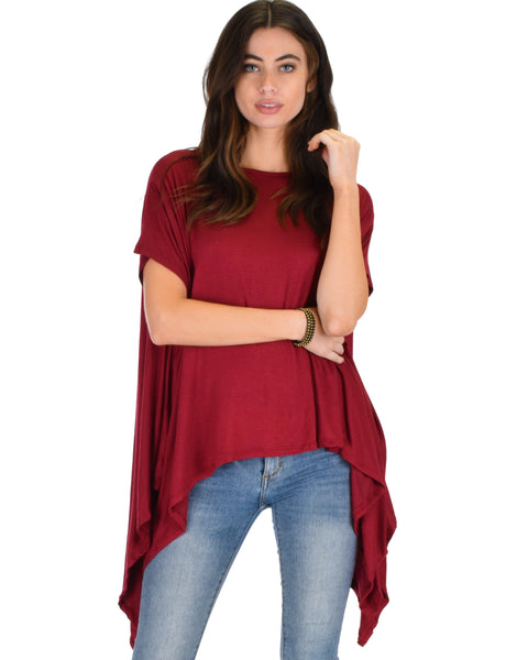 Somedays Lovin' Comfort Over-Sized Draped Burgundy Tunic Top