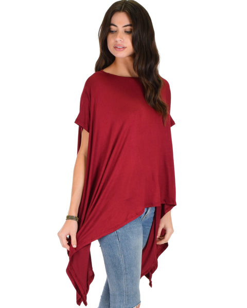 Somedays Lovin' Comfort Over-Sized Draped Burgundy Tunic Top