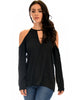 Melt My Heart Cold Shoulder Black Blouse Top - Main Image