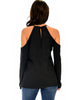 Melt My Heart Cold Shoulder Black Blouse Top - Back Image