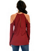 Melt My Heart Cold Shoulder Burgundy Blouse Top - Back Image