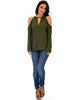 Melt My Heart Cold Shoulder Olive Blouse Top - Full Image