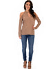 Melt My Heart Cold Shoulder Taupe Blouse Top - Full Image