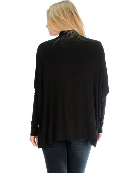 Fly On By Turtleneck Long Sleeve Black Dolman Top