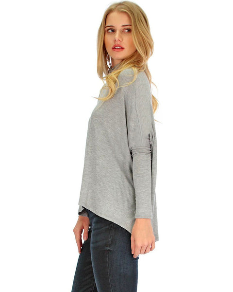 Fly On By Turtleneck Long Sleeve Grey Dolman Top