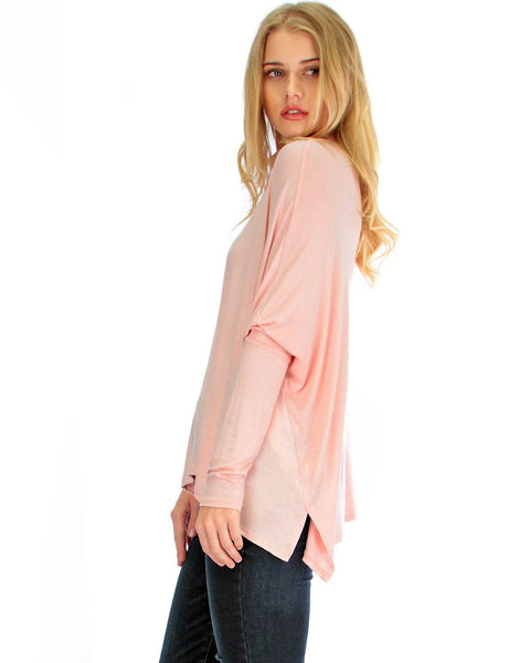 Fly On By Turtleneck Long Sleeve Pink Dolman Top