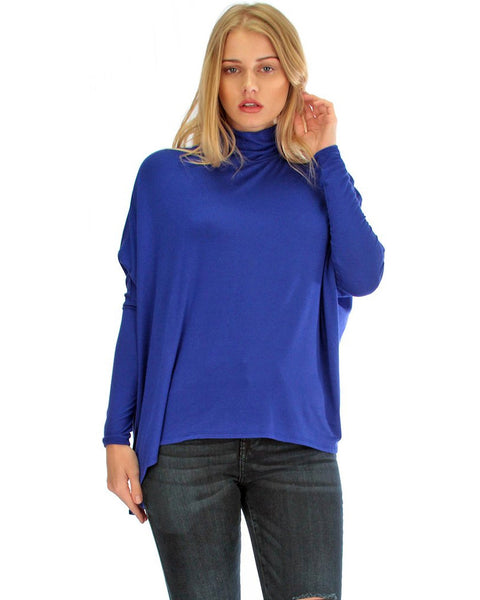 Fly On By Turtleneck Long Sleeve Royal Dolman Top