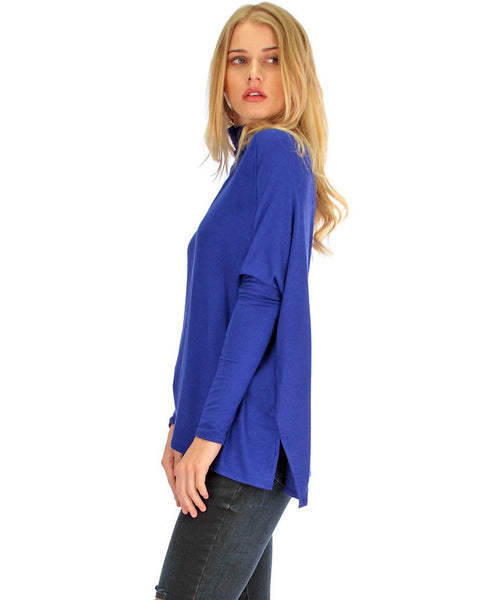 Fly On By Turtleneck Long Sleeve Royal Dolman Top