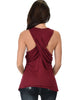 Twist Back Burgundy Tank Top - Back Image