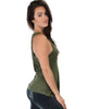 Twist Back Olive Tank Top - Side Image