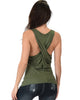 Twist Back Olive Tank Top - Back Image