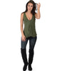 Twist Back Olive Tank Top - Full Image