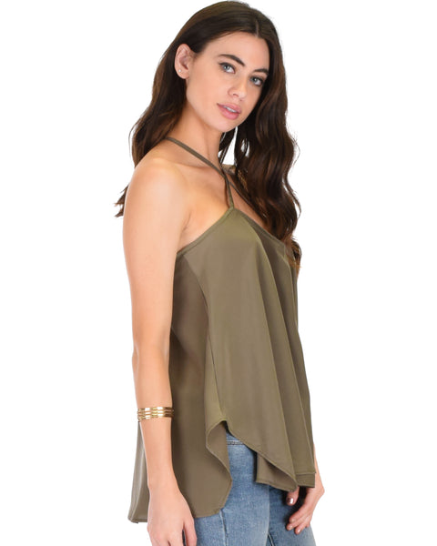 Stardom Cross Straps Versatile Olive Tank Top