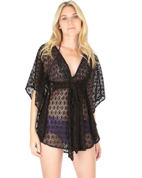 Air & Sea Black Lace Cover-Up