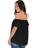 Sunny Honey Off The Shoulder Sheer Black Blouse Top - Back Image