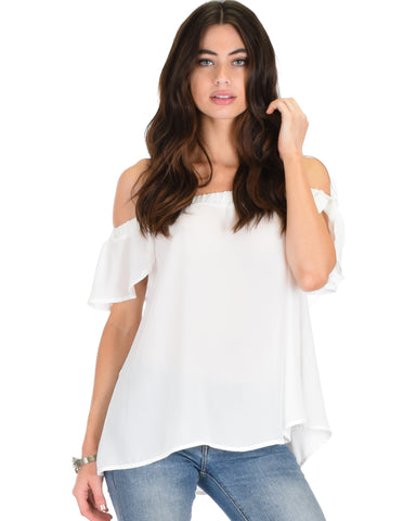 Sunny Honey Off The Shoulder Sheer Ivory Blouse Top