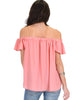 Sunny Honey Off The Shoulder Sheer Pink Blouse Top - Back Image