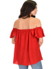 Sunny Honey Off The Shoulder Sheer Red Blouse Top - Back Image