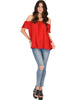 Sunny Honey Off The Shoulder Sheer Red Blouse Top - Full Image