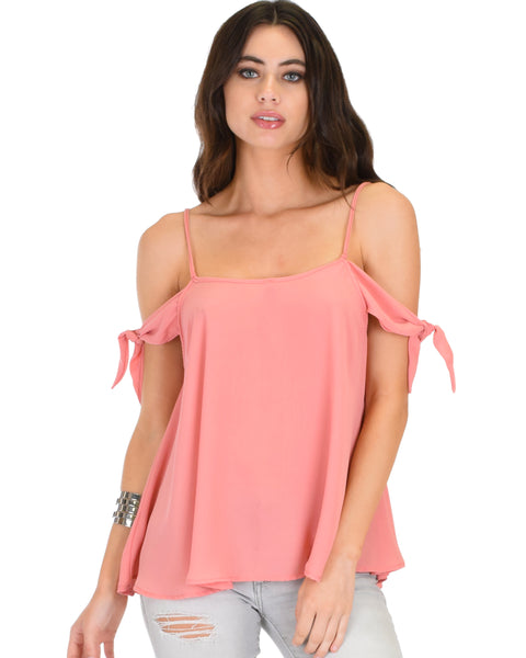 Fun & Flirty Tie Strap Sheer Pink Woven Top