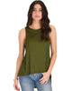 My First Crush Ribbed Olive Top With Keyhole Back - Main Image