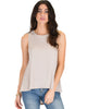 My First Crush Ribbed Taupe Top With Keyhole Back - Main Image