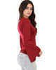 Ring My Bell Sleeve Burgundy V-Neck Top - Side Image