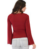 Ring My Bell Sleeve Burgundy V-Neck Top - Back Image