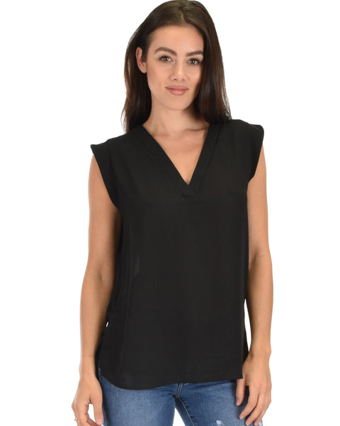 Queen of Hearts Deep V-Neck Sheer Black Blouse Top