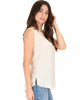 Queen of Hearts Deep V-Neck Sheer Ivory Blouse Top - Side Image