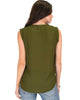 Queen of Hearts Deep V-Neck Sheer Olive Blouse Top - Back Image