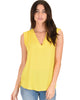 Queen of Hearts Deep V-Neck Sheer Yellow Blouse Top - Main Image