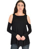 In Good Company Cold Shoulder Black Long Sleeve Top - Main Image