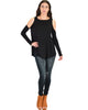 In Good Company Cold Shoulder Black Long Sleeve Top - Full Image