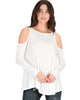 In Good Company Cold Shoulder Ivory Long Sleeve Top - Main Image