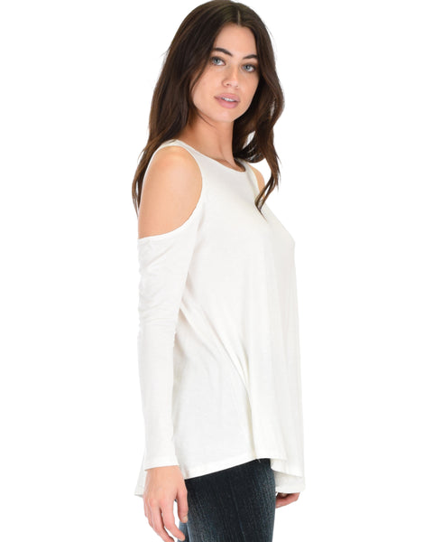 In Good Company Cold Shoulder Ivory Long Sleeve Top