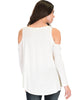 In Good Company Cold Shoulder Ivory Long Sleeve Top - Back Image