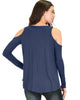 In Good Company Cold Shoulder Navy Long Sleeve Top - Back Image