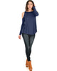 In Good Company Cold Shoulder Navy Long Sleeve Top - Full Image